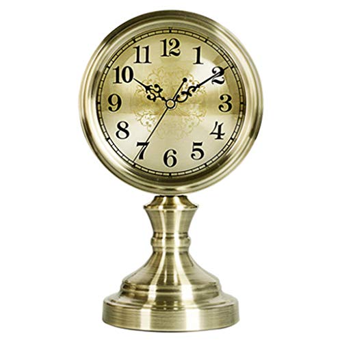 DQMSB European Minimalist Metal Sitting Clock Silent Table Clock Living Room Bronze Creative Trophy Clock