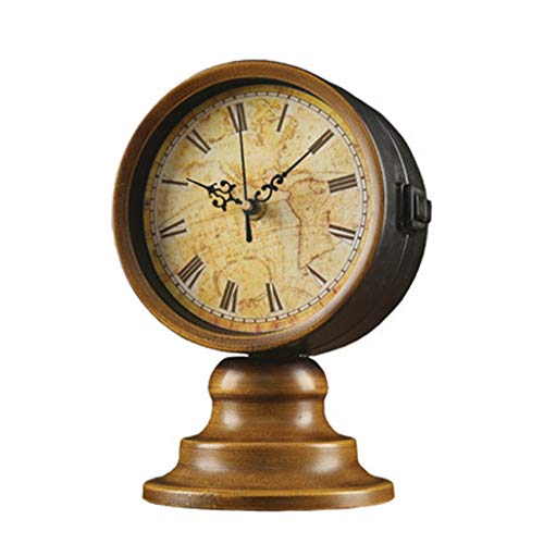 DQMSB European Retro Living Room Clock World Map Double-Sided Clock 275 X 17cm Desktop Decoration Table Clock Size  275x17cm