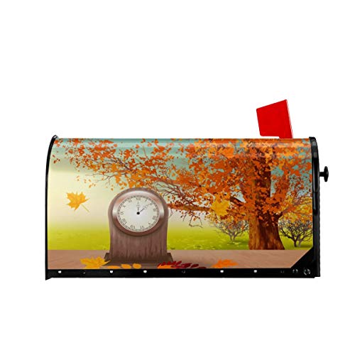 Delerain Table Clock Autumn Leaves Mailbox Cover Magnetic Mailbox Wraps Letter Post Box Home Garden Outdoor Decorative for Large Size 255 x 21 in