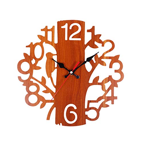 BB67 Tree Shaped Hollow Wooden Wall Clock Decorative Clock Numerals Quartz Clock Home Decoration Gift
