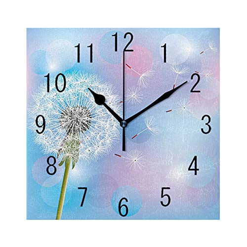 GULTMEE Square Wall Clock Home Decorative Bokeh Background Flower with Wind Blowing Seeds Gardening Plants 78x78