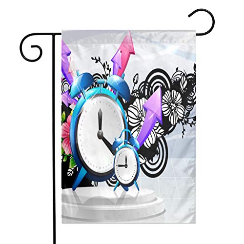 Stylishly Decorated Alarm Clock Garden Flags House Indoor Outdoor Welcome DecorationsWaterproof Polyester Yard Decorative rnFor Game Family Party Banner