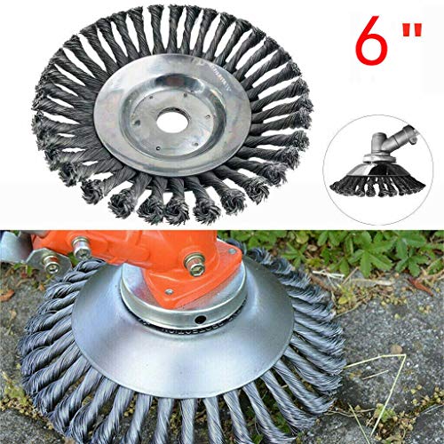 Erwazi Garden Weed Steel Wire Brush PRO Lawn Mower Razors Lawn Mower Eater Trimmer Head Manganese Steel Alloy Hit Grass Head for Brushcutter Attachment Silver 150 x 150 x 60mm