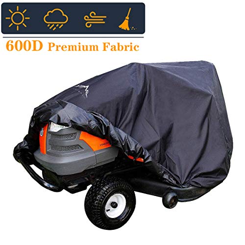 Himal Pro Lawn Mower Cover - Heavy Duty 600D Polyester Oxford Waterproof UV Resistant Universal Size Tractor Cover Fits Decks up to 54 with Storage Bag Black