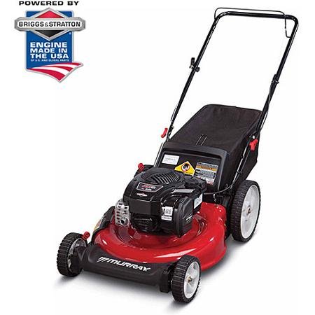 Murray 21 Gas Push Lawn Mower with Side Discharge Mulching Rear Bag and Rear High Wheel