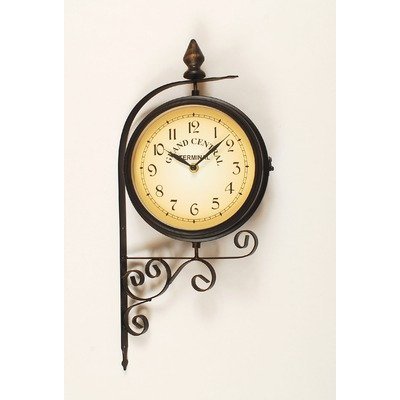 Ashton Sutton H1109-20f Double Sided Bracket Clock And Thermometer