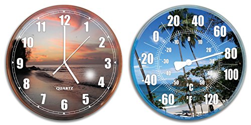 Hydro Tools 9260 Poolside Wall Clock and Thermometer Combo Set Assortment
