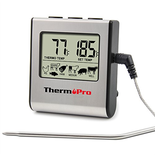 Thermopro Tp16 Large Lcd Digital Cooking Kitchen Food Meat Thermometer For Bbq Grill Oven Smoker Built-in Clock
