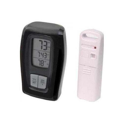 Chaney Instruments 00415 Black Acu Wrls Thermometer Clock - The AcuRite Digital Indoor  Outdoor Thermometer with Clock features precise reliable temperature readings