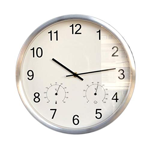 Wall Clock with Thermometer Hygrometer Sweep Seconds Mute Round Living Room Bedroom Office Quartz Clock Color  A Size  12inch