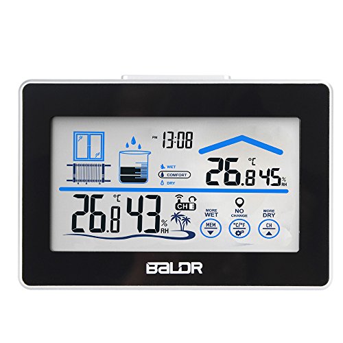 Anself Wireless Digital LCD Thermometer Hygrometer Clock Indoor Outdoor Temperature Humidity Measurement
