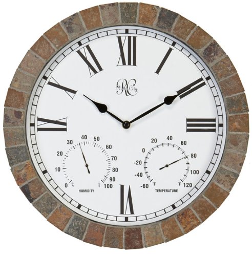 River City Clocks 15 Inch Indooroutdoor Tile Clock With Time Temperature And Humidity - Model  1012-15