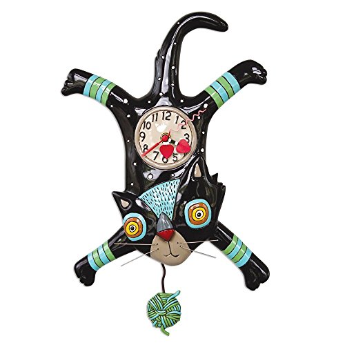 Allen Designs Craft Attack Whimsical Cat Pendulum Wall Clock