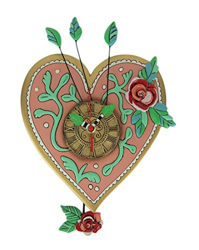 Allen Designs Love Blooms Whimsical Heart Pendulum Wall Clock
