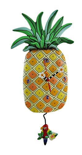 Allen Designs Pineapple Time Parrot Pendulum Wall Clock 17 in