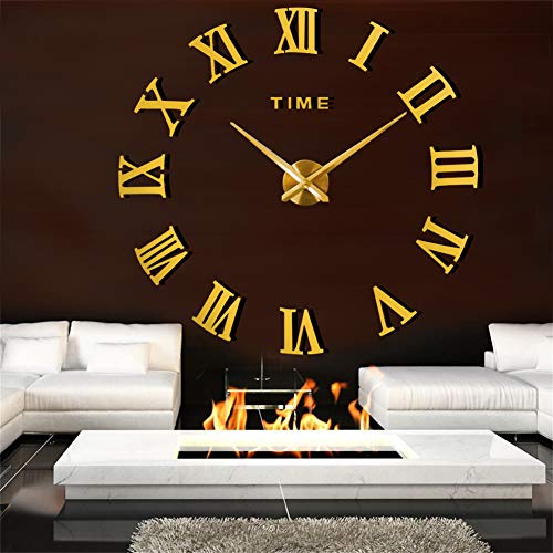 FASHION in THE CITY 3D DIY Mirror Surface Wall Clocks Creative Design Room Decorative Wall Watches Gold