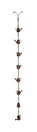 Copper Finish Watering Can Theme Metal Rain Chain 78 Inch