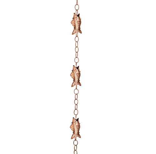 Good Directions 487P-8 Fish Rain Chain 8-12 Polished Copper