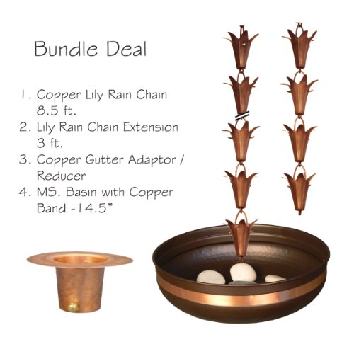Monarch Pure Copper Lily Rain Chain Bundle Deal