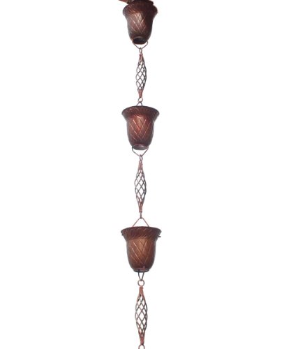 Monarch Pure Copper Pineapple Rain Chain 8-12-Feet Length