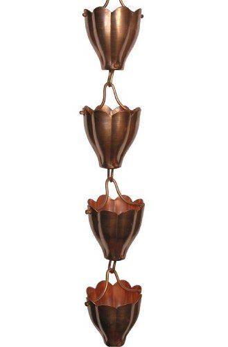 Quest FL01 Fluted Cup Copper Rain Chain