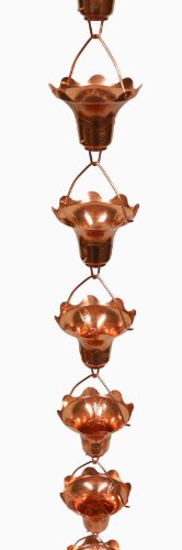 Stanwood Rain Chain Copper Rain Chain Hummingbird and Flower Decor Extension 4-Feet