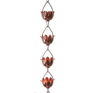 Stanwood Rain Chain Lotus Lily Flower Extension Copper Rain Chain 4-Feet