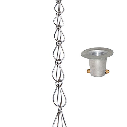 Monarch Aluminum Teardrop Rain Chain with Aluminum Gutter Reducer 8-12-Feet Length