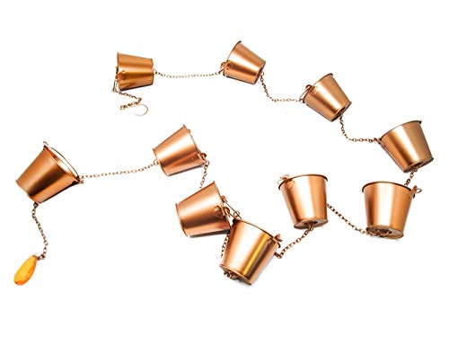 Trademark Innovations Copper Colored Bucket Rain Chain for Gutters and Downspouts