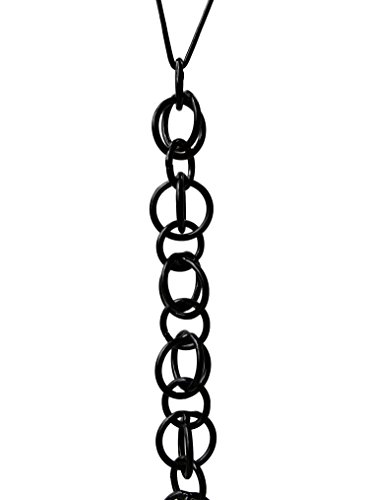 Double Loops Matte Black Aluminum Rain Chain with Installation Kit - 12 Foot