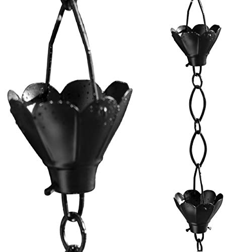 Monarch Aluminum Sakura Rain Chain 8-12 Feet Length Flat Black Powder Coated