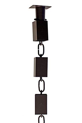 Square KENCHIKU Aluminum RAIN Chain - Bronze Powder Coat with Installation KIT 9 Foot