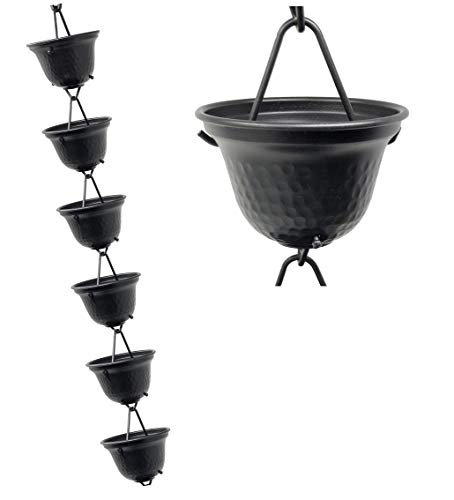 U-nitt 8-12 feet Rain Chain for Gutter Tealight Cup Aluminum Length 85 feet 3124BLK