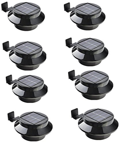 Falove 8pcgutterlight New Solar Light Lamp Powered Outdoor Garden Yard Wall LED Light Gutter Fence Wall Lampand and Bracket Black 8 Piece