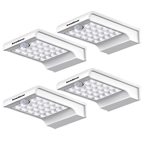 InnoGear 24 LED Solar Lights Dim to Bright Motion Sensor Outdoor Wall Light Security Light Night for Gutter Patio Garden Path Pack of 4