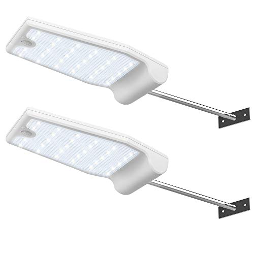 InnoGear Solar Gutter Lights Wall Sconces with Mounting Pole Outdoor Motion Sensor Detector Light Security Lighting for Barn Porch Garage Pack of 2