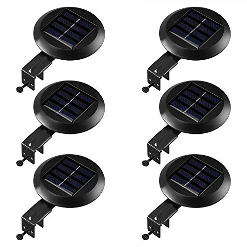 RIMARUP LED Solar Gutter Lights Outdoor 9LED 6Pack Fence Roof Gutter Garden Yard Wall Lamp with Auto OnOff Cool White
