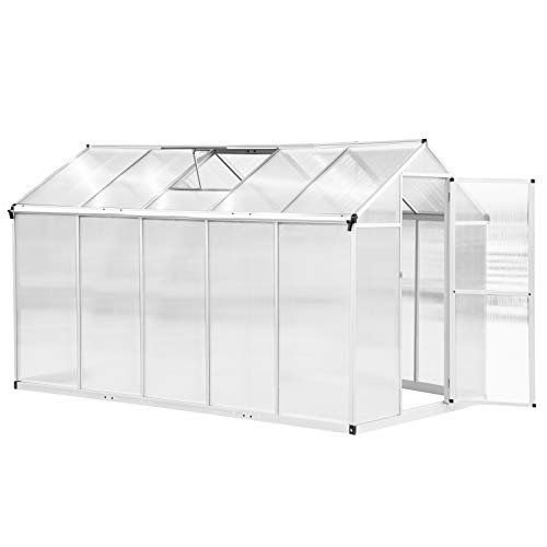 Outsunny Portable Outdoor Walk-in Garden Greenhouse with Roof Vent and Rain Gutter for Plants Herbs and Vegetables 10 L x 625 W