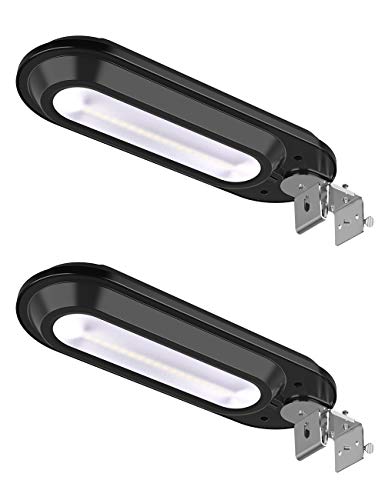 ROSHWEY Solar Gutter Lights Outdoor Super Bright 18 LED Deck Light Waterproof Wall Lamps Dusk to Dawn for Garden Fence Garage Pathway Pack of 2 Cool White Light