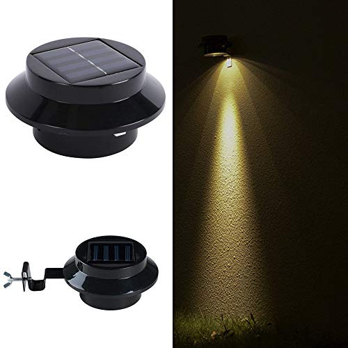 Solar Powered LED Roof Gutter Light Waterproof Fence Gutter Wall Lamp Night Light Black Shell Outdoor Garden Yard Light Warm White