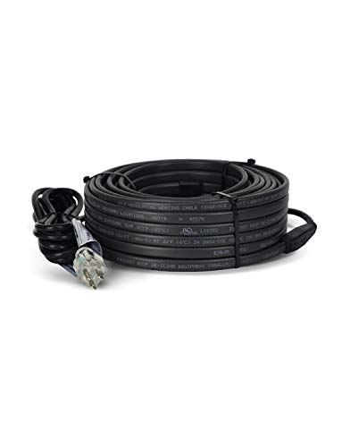 Xarex XGR Self Regulating Roof Gutter De-Icing Heating Cable 50ft - Pre-Assembled Heat Trace Tape for Ice Dam Prevention Electric Warmer Deicer Heater System Deicing Snow Melt Gutters Cables Tapes