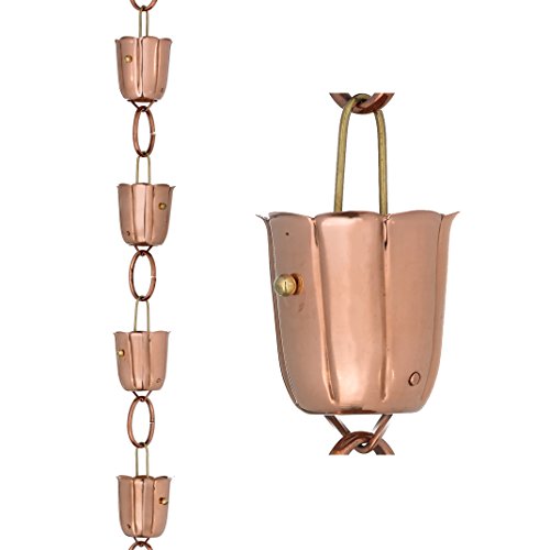 Good Directions 14 Cup Bluebell Pure Copper 85-Foot Rain Chain