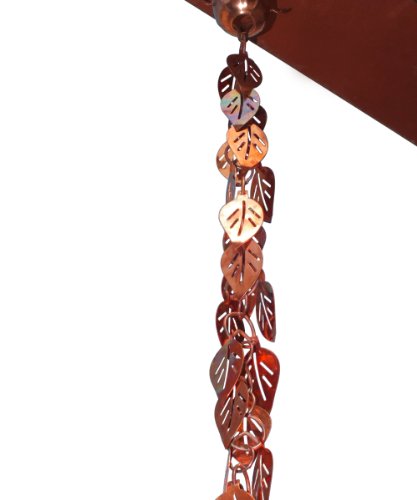 Monarch Pure Copper Cascading Leaves Rain Chain 8-12-Feet Length