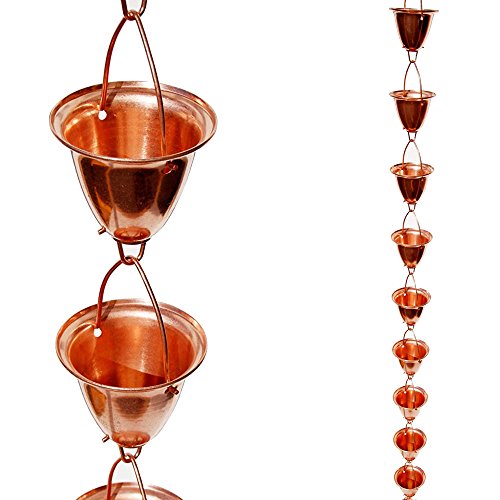 Stanwood Rain Chain Large CupBell Copper Rain Chain 8-Feet