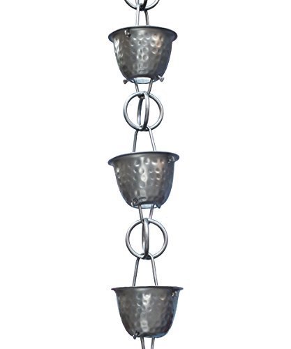 Monarch Rainchain Aluminum Hammered Cup Rain Chain Dark Bronze with Triangular Gutter Clip 85 by Monarch