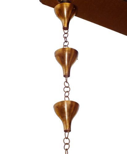 Monarch Rainchains 120011 8-12-feet Harmony Cup Rain Chain Pure Copper