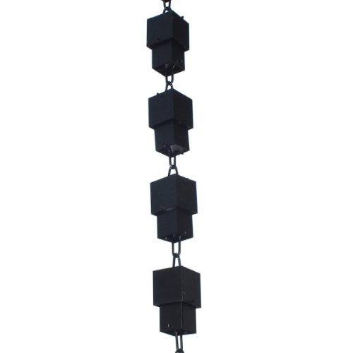 Monarch Rainchains Aluminum Square Cups Rain Chain 85-feet Black Powder Coated