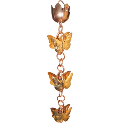 Monarch Rainchains Copper Cascading Butterflies On Rings Rain Chain 85-feet