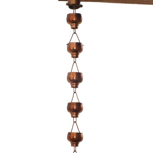 Monarch Rainchains Pure Copper Hibiki Rain Chain 8-12-feet