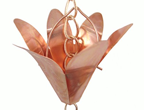 Copper Lily Rain Chain - 6 Feet Decorative Gutter Downspout Alternative